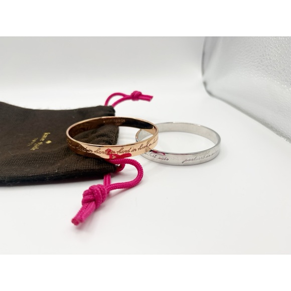 Kate Spade Idiom Bangle Set of 2 Gold and Silver Best Friends Bracelets - Picture 3 of 5